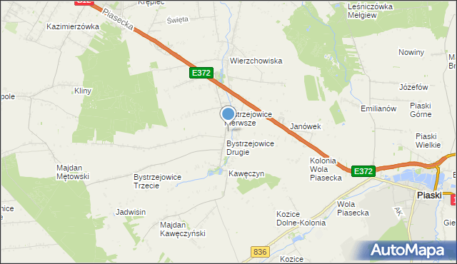 mapa Bystrzejowice B, Bystrzejowice B na mapie Targeo